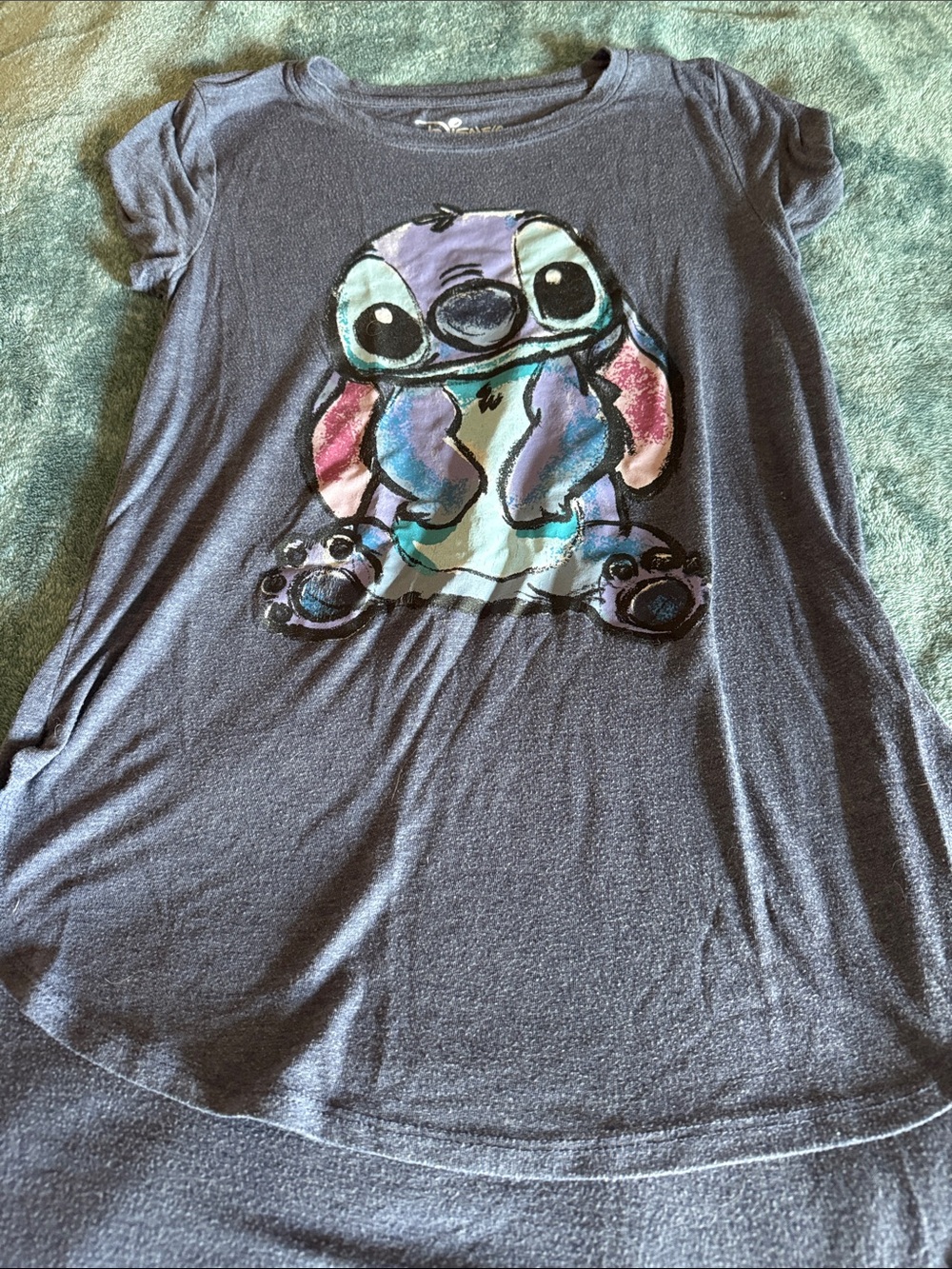 Disney Navy Short Sleeve  nightgown or sleep shirt with Colorful Stitch Graphic